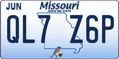 MO license plate QL7Z6P