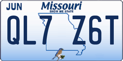 MO license plate QL7Z6T