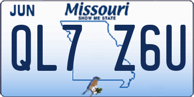 MO license plate QL7Z6U