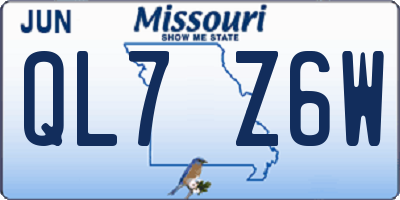 MO license plate QL7Z6W