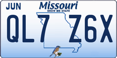 MO license plate QL7Z6X