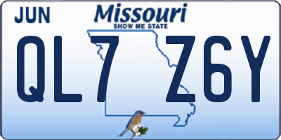 MO license plate QL7Z6Y