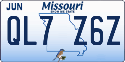 MO license plate QL7Z6Z