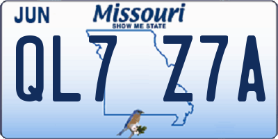 MO license plate QL7Z7A