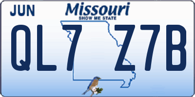 MO license plate QL7Z7B