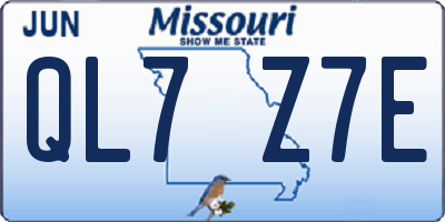 MO license plate QL7Z7E