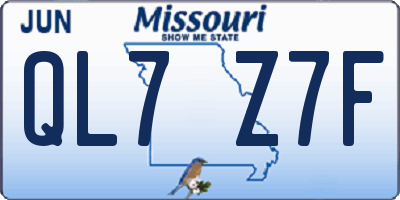 MO license plate QL7Z7F