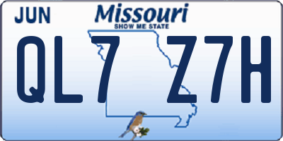 MO license plate QL7Z7H
