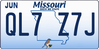MO license plate QL7Z7J