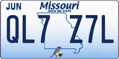 MO license plate QL7Z7L