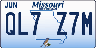 MO license plate QL7Z7M
