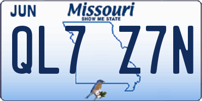 MO license plate QL7Z7N