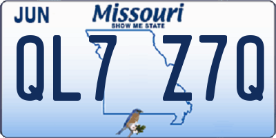 MO license plate QL7Z7Q