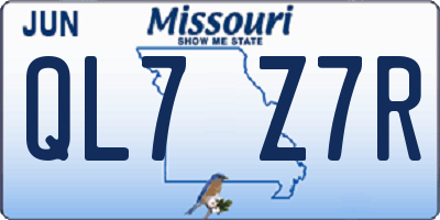 MO license plate QL7Z7R