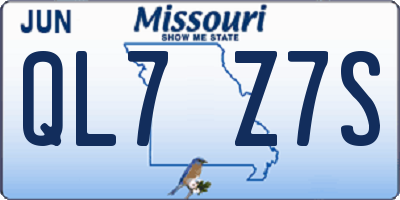 MO license plate QL7Z7S