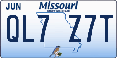 MO license plate QL7Z7T