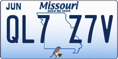 MO license plate QL7Z7V