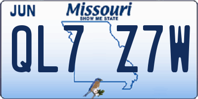MO license plate QL7Z7W