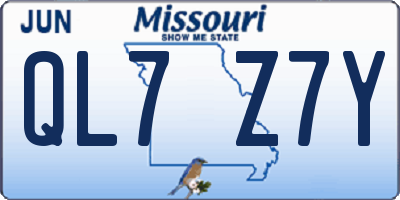 MO license plate QL7Z7Y