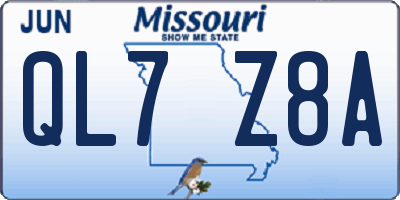 MO license plate QL7Z8A