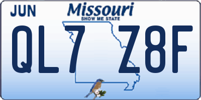MO license plate QL7Z8F