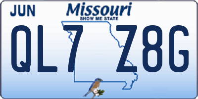 MO license plate QL7Z8G