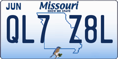 MO license plate QL7Z8L