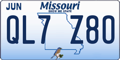 MO license plate QL7Z8O