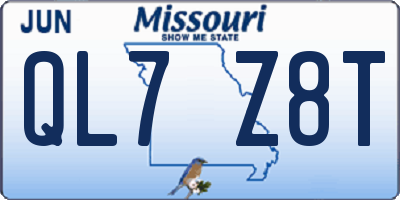 MO license plate QL7Z8T