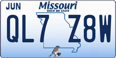 MO license plate QL7Z8W