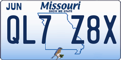 MO license plate QL7Z8X