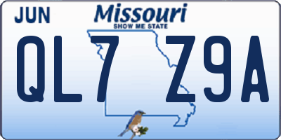 MO license plate QL7Z9A