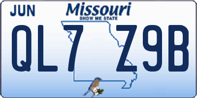 MO license plate QL7Z9B