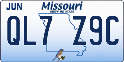 MO license plate QL7Z9C