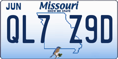 MO license plate QL7Z9D