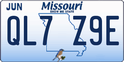 MO license plate QL7Z9E