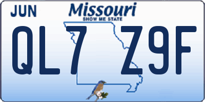 MO license plate QL7Z9F