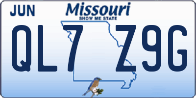 MO license plate QL7Z9G