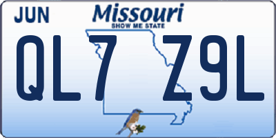 MO license plate QL7Z9L