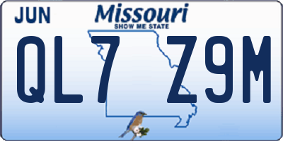 MO license plate QL7Z9M