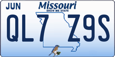 MO license plate QL7Z9S