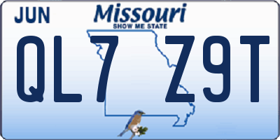 MO license plate QL7Z9T