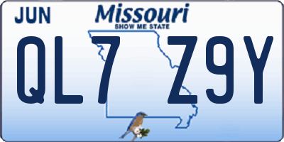 MO license plate QL7Z9Y