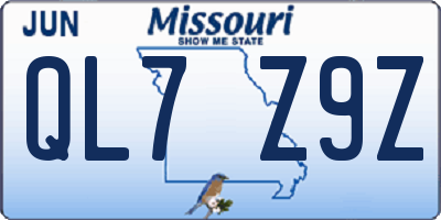 MO license plate QL7Z9Z