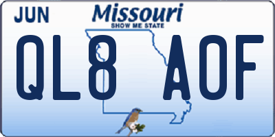 MO license plate QL8A0F