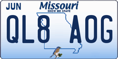 MO license plate QL8A0G