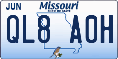 MO license plate QL8A0H