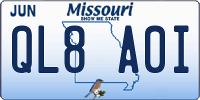 MO license plate QL8A0I