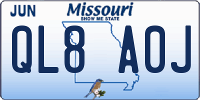 MO license plate QL8A0J