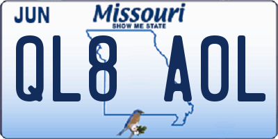 MO license plate QL8A0L